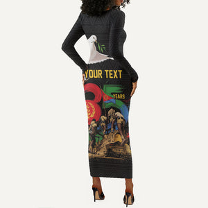 Personalized Eritrea Independence 35 Years Long Sleeve Bodycon Dress Freedom Fighters Heritage