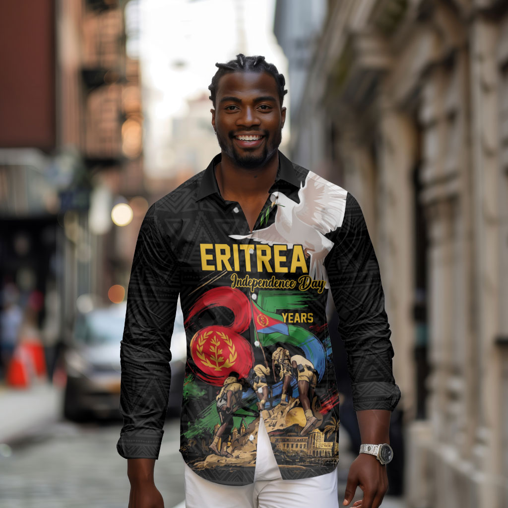 Personalized Eritrea Independence 35 Years Long Sleeve Button Shirt Freedom Fighters Heritage