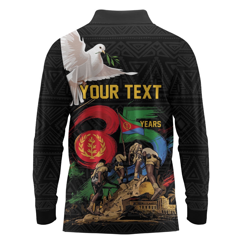 Personalized Eritrea Independence 35 Years Long Sleeve Polo Shirt Freedom Fighters Heritage
