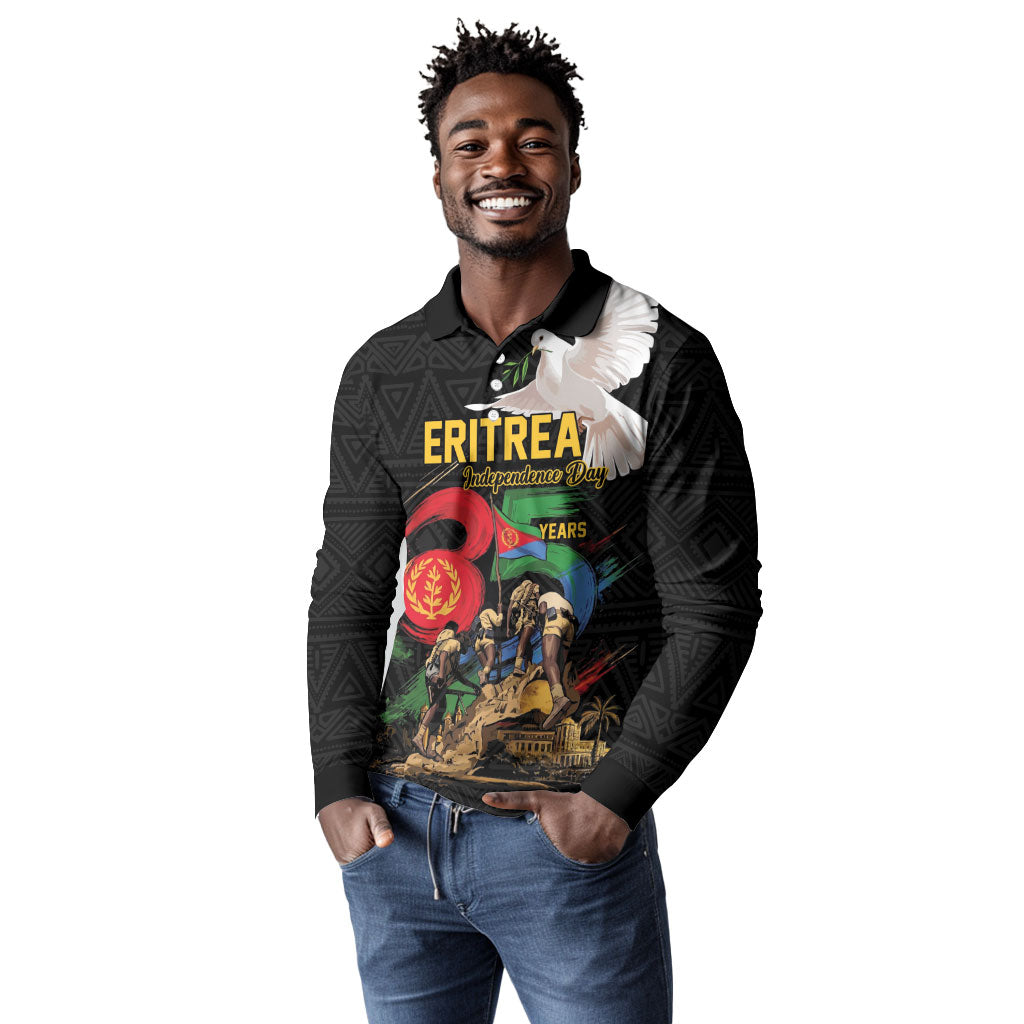 Personalized Eritrea Independence 35 Years Long Sleeve Polo Shirt Freedom Fighters Heritage