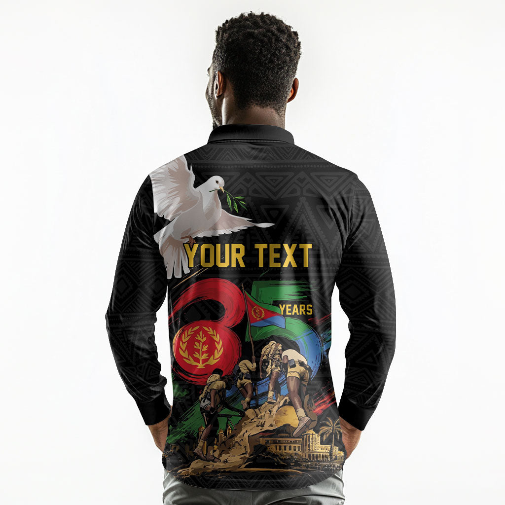 Personalized Eritrea Independence 35 Years Long Sleeve Polo Shirt Freedom Fighters Heritage