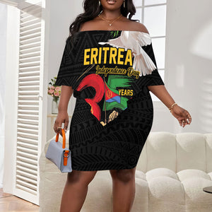 Personalized Eritrea Independence 35 Years Off Shoulder Short Dress Freedom Fighters Heritage