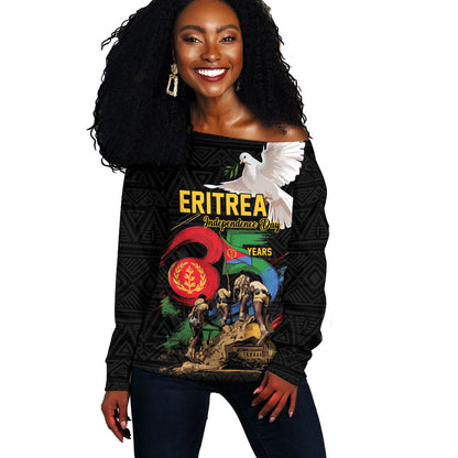 Personalized Eritrea Independence 35 Years Off Shoulder Sweater Freedom Fighters Heritage