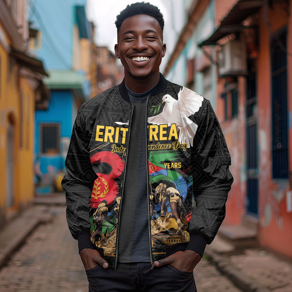 Personalized Eritrea Independence 35 Years Sleeve Zip Bomber Jacket Freedom Fighters Heritage