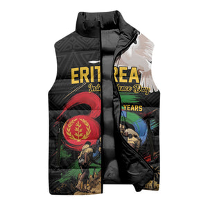 Personalized Eritrea Independence 35 Years Sleeveless Puffer Jacket Freedom Fighters Heritage