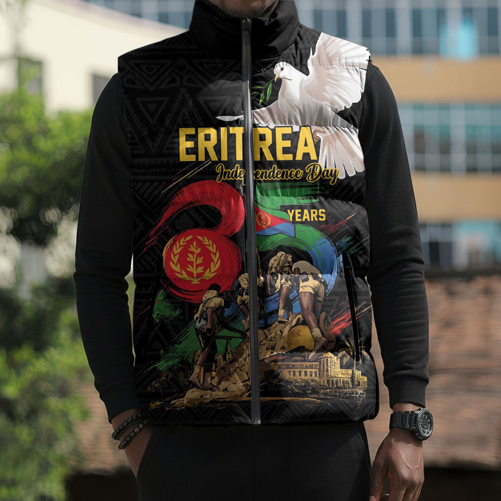 Personalized Eritrea Independence 35 Years Sleeveless Puffer Jacket Freedom Fighters Heritage