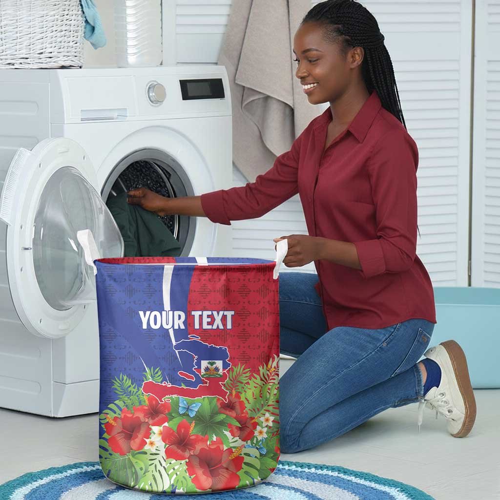 Personalized Afro-Haitians Tropical Laundry Basket Fleur-De-Lis Veves Motif - African Pride