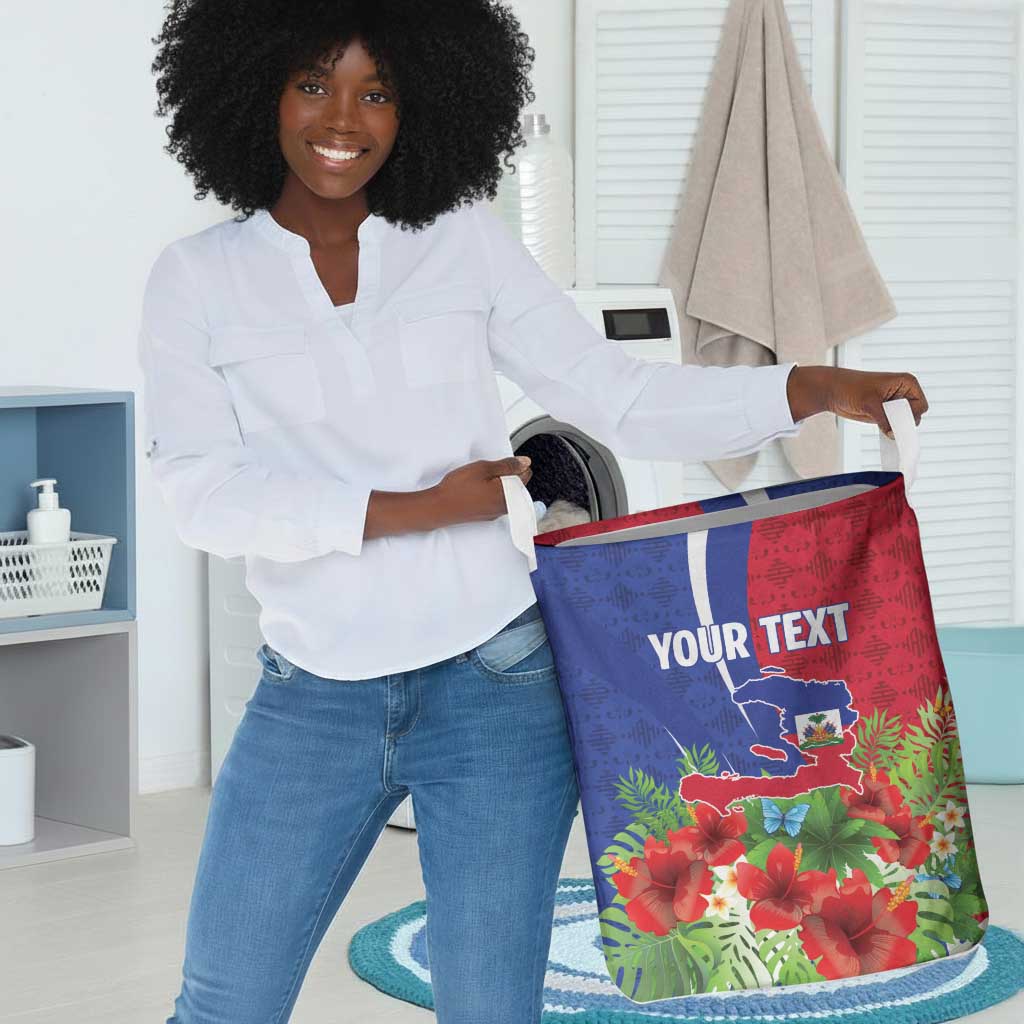 Personalized Afro-Haitians Tropical Laundry Basket Fleur-De-Lis Veves Motif - African Pride