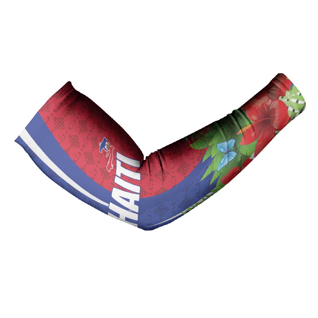 Personalized Afro-Haitians Tropical Arm Sleeves Fleur-De-Lis Veves Motif - African Pride