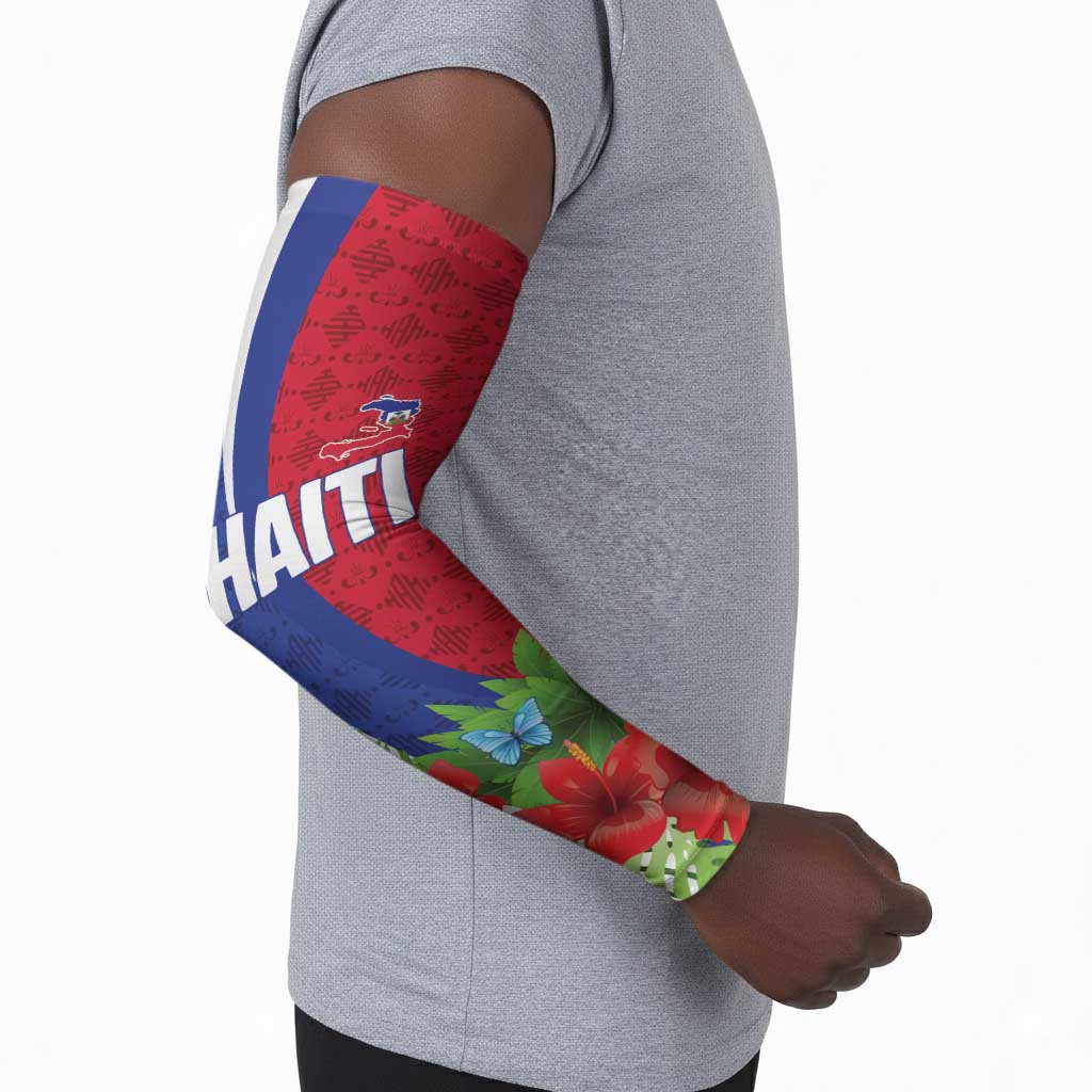 Personalized Afro-Haitians Tropical Arm Sleeves Fleur-De-Lis Veves Motif - African Pride