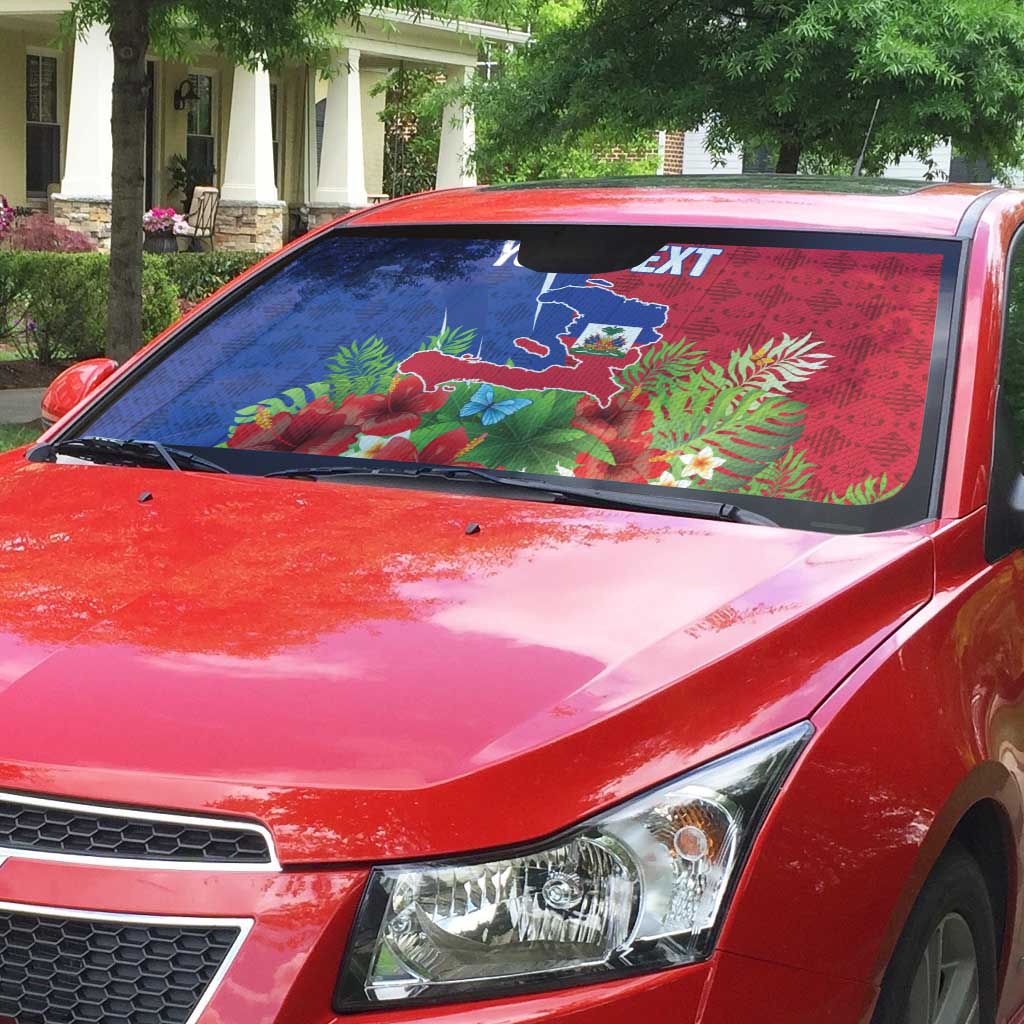 Personalized Afro-Haitians Tropical Auto Sun Shade Fleur-De-Lis Veves Motif - African Pride