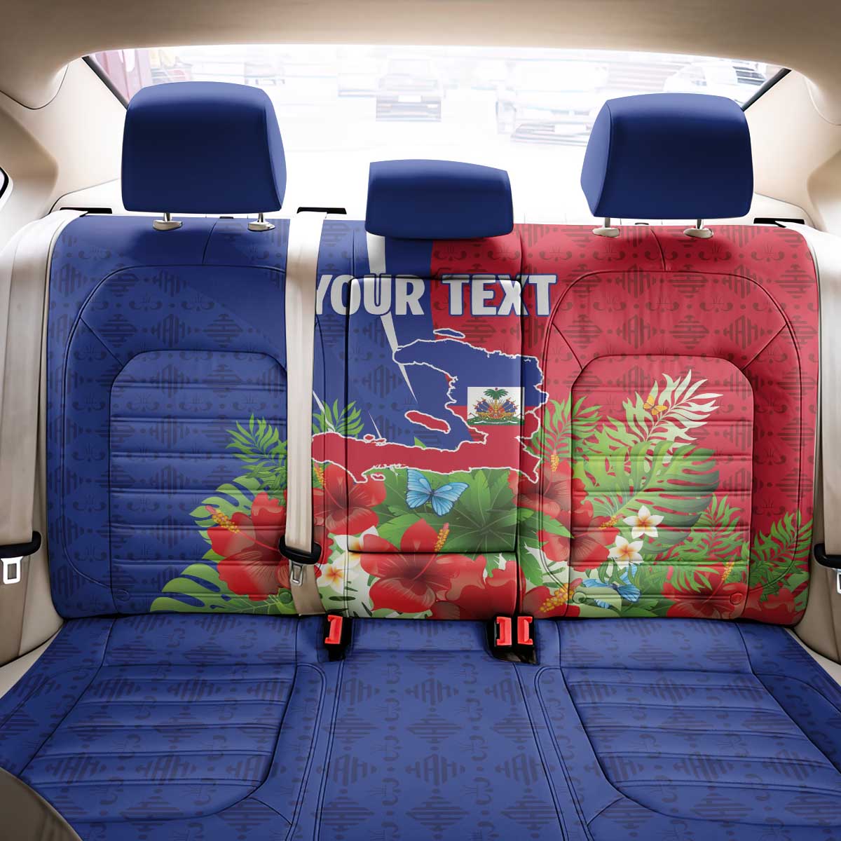 Personalized Afro-Haitians Tropical Back Car Seat Cover Fleur-De-Lis Veves Motif - African Pride