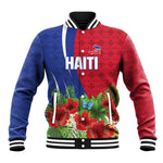 Personalized Afro-Haitians Tropical Baseball Jacket Fleur-De-Lis Veves Motif - African Pride
