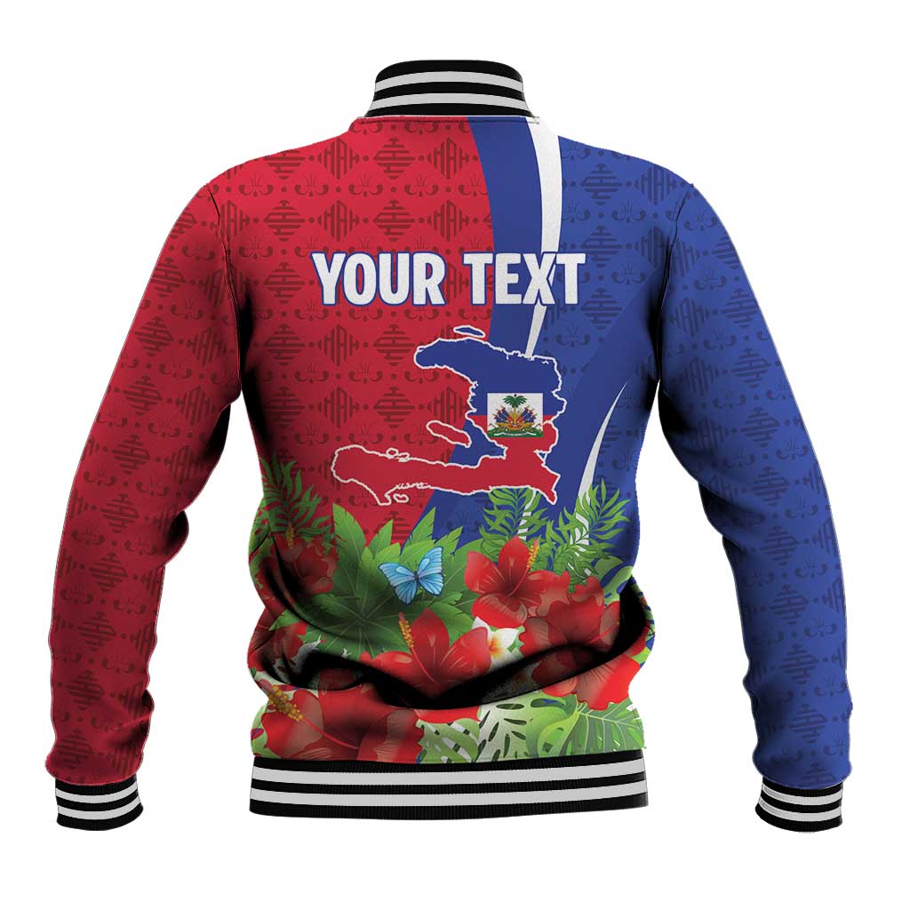 Personalized Afro-Haitians Tropical Baseball Jacket Fleur-De-Lis Veves Motif - African Pride