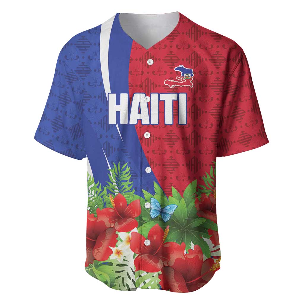 Personalized Afro-Haitians Tropical Baseball Jersey Fleur-De-Lis Veves Motif LT18