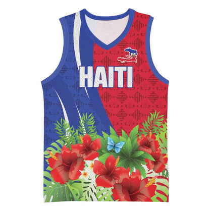Personalized Afro-Haitians Tropical Basketball Jersey Fleur-De-Lis Veves Motif - African Pride