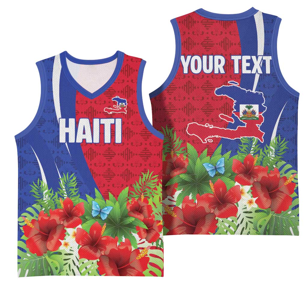 Personalized Afro-Haitians Tropical Basketball Jersey Fleur-De-Lis Veves Motif - African Pride