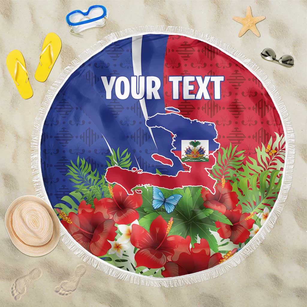 Personalized Afro-Haitians Tropical Beach Blanket Fleur-De-Lis Veves Motif - African Pride