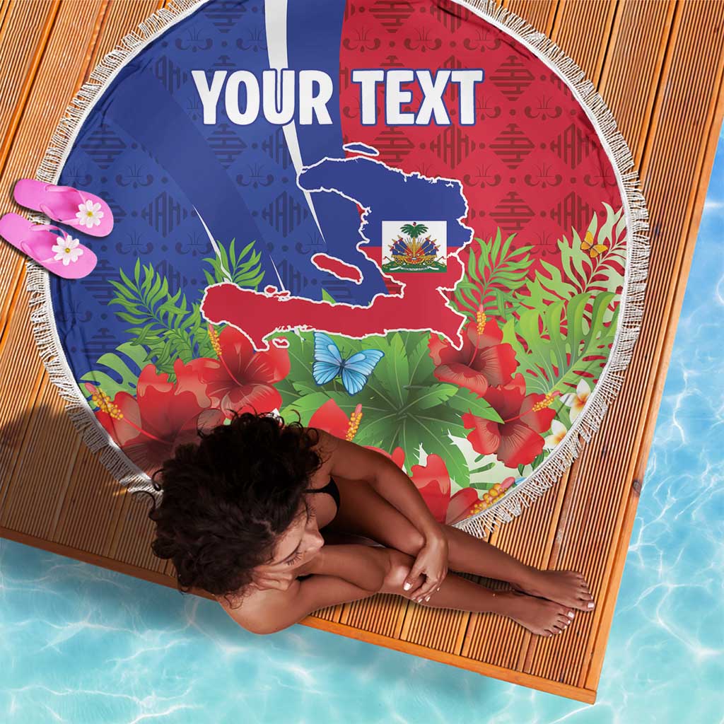 Personalized Afro-Haitians Tropical Beach Blanket Fleur-De-Lis Veves Motif - African Pride