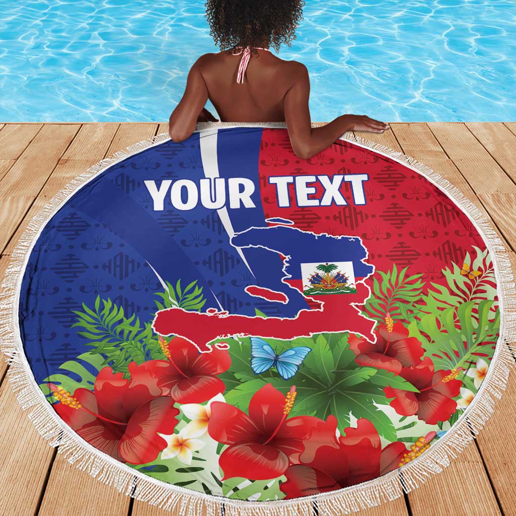 Personalized Afro-Haitians Tropical Beach Blanket Fleur-De-Lis Veves Motif - African Pride