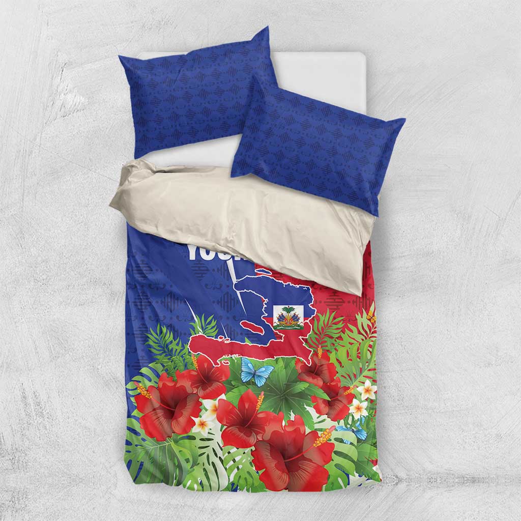 Personalized Afro-Haitians Tropical Bedding Set Fleur-De-Lis Veves Motif - African Pride