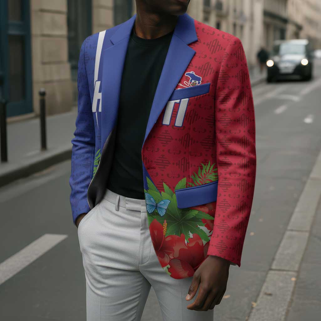 Personalized Afro-Haitians Tropical Blazer Fleur-De-Lis Veves Motif - African Pride