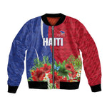 Personalized Afro-Haitians Tropical Bomber Jacket Fleur-De-Lis Veves Motif - African Pride