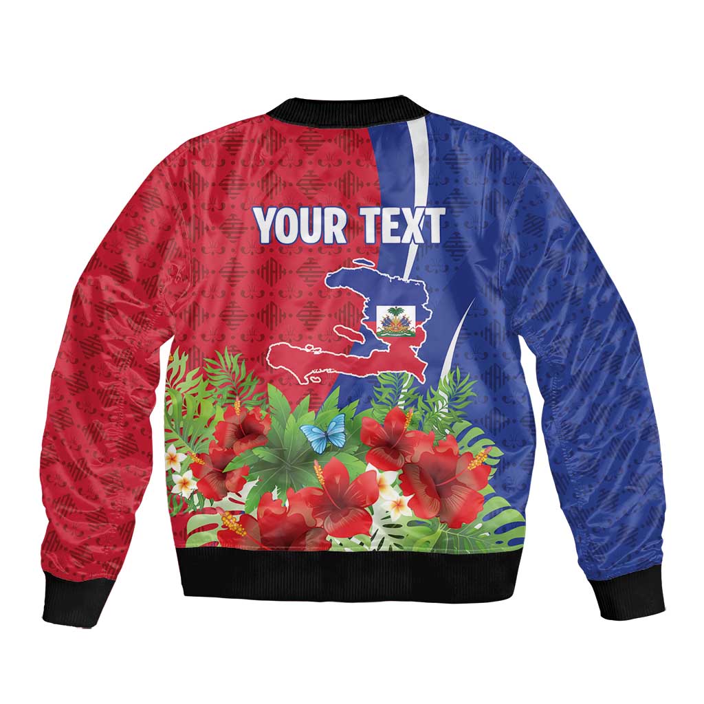 Personalized Afro-Haitians Tropical Bomber Jacket Fleur-De-Lis Veves Motif - African Pride