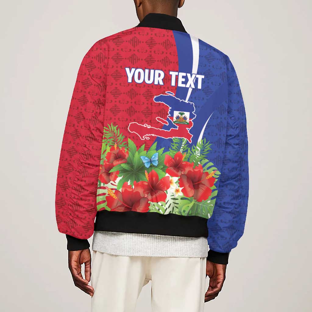 Personalized Afro-Haitians Tropical Bomber Jacket Fleur-De-Lis Veves Motif - African Pride