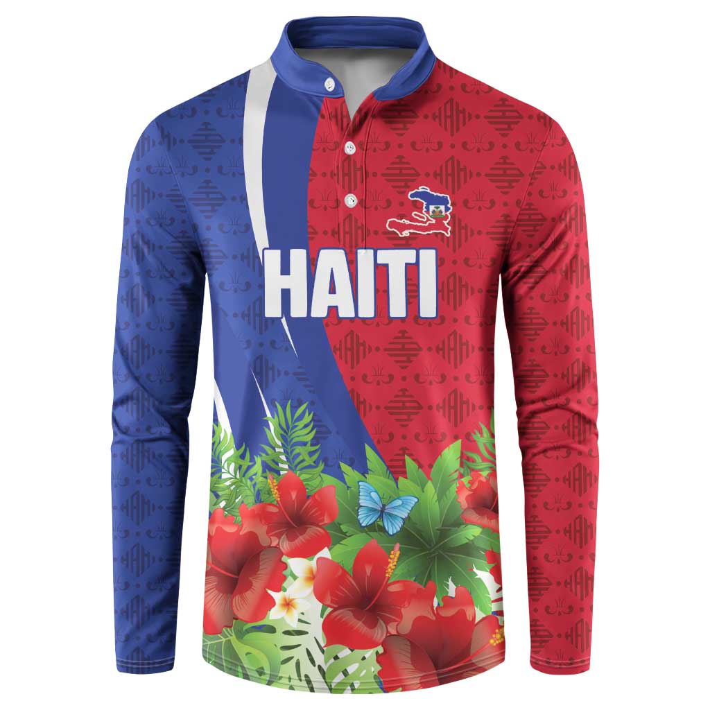 Personalized Afro-Haitians Tropical Button Sweatshirt Fleur-De-Lis Veves Motif
