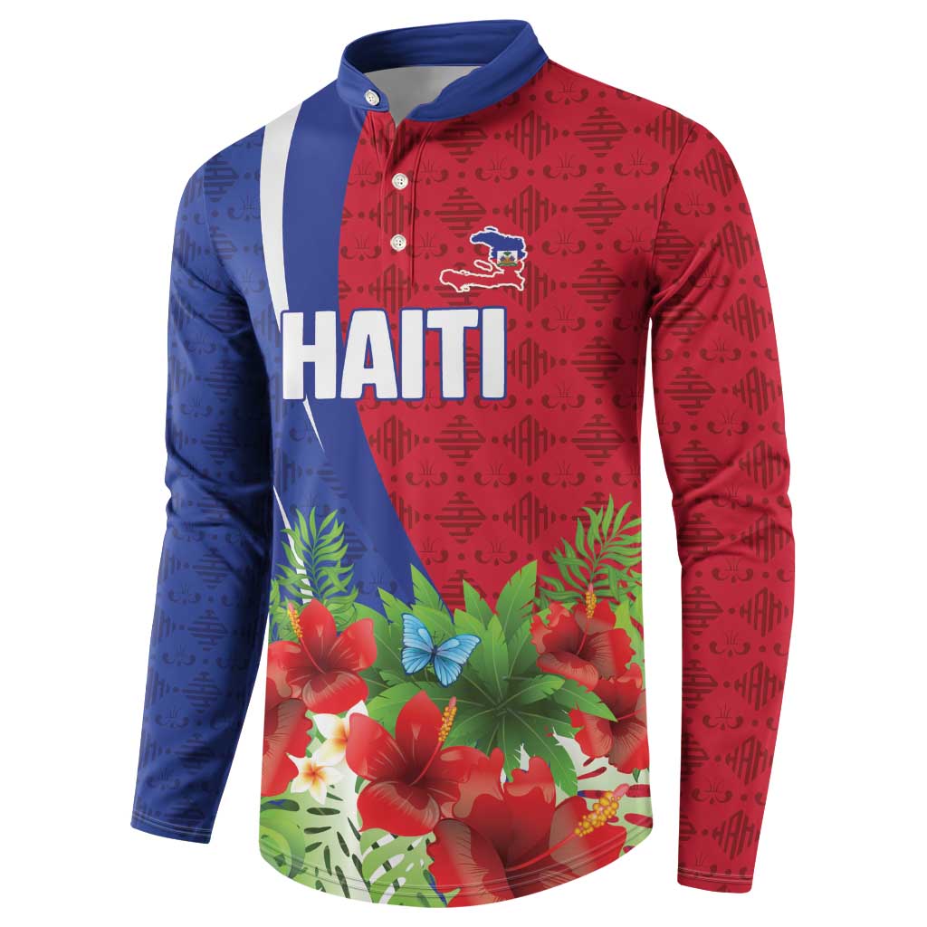 Personalized Afro-Haitians Tropical Button Sweatshirt Fleur-De-Lis Veves Motif