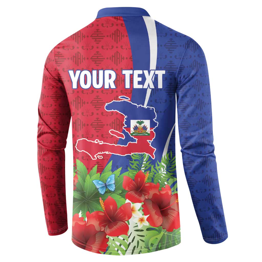 Personalized Afro-Haitians Tropical Button Sweatshirt Fleur-De-Lis Veves Motif