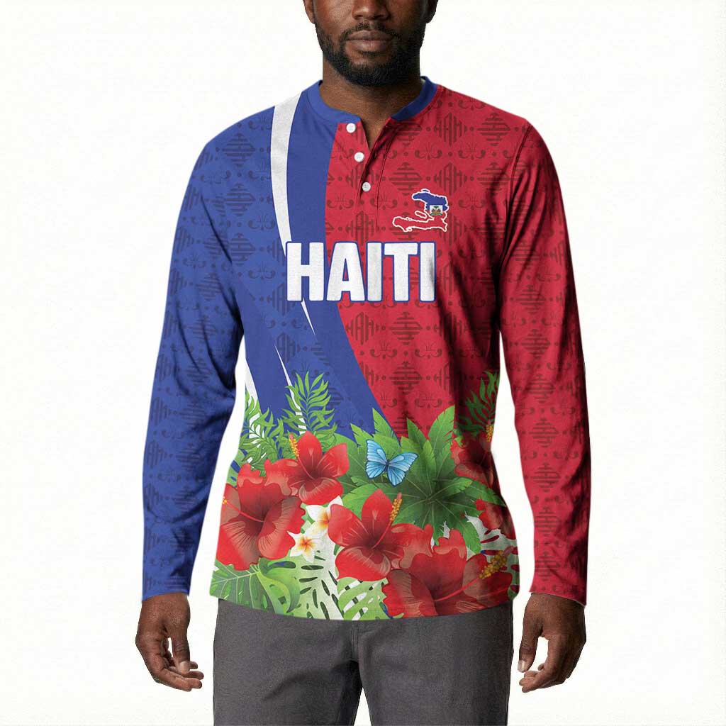 Personalized Afro-Haitians Tropical Button Sweatshirt Fleur-De-Lis Veves Motif