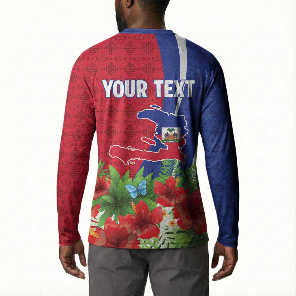 Personalized Afro-Haitians Tropical Button Sweatshirt Fleur-De-Lis Veves Motif