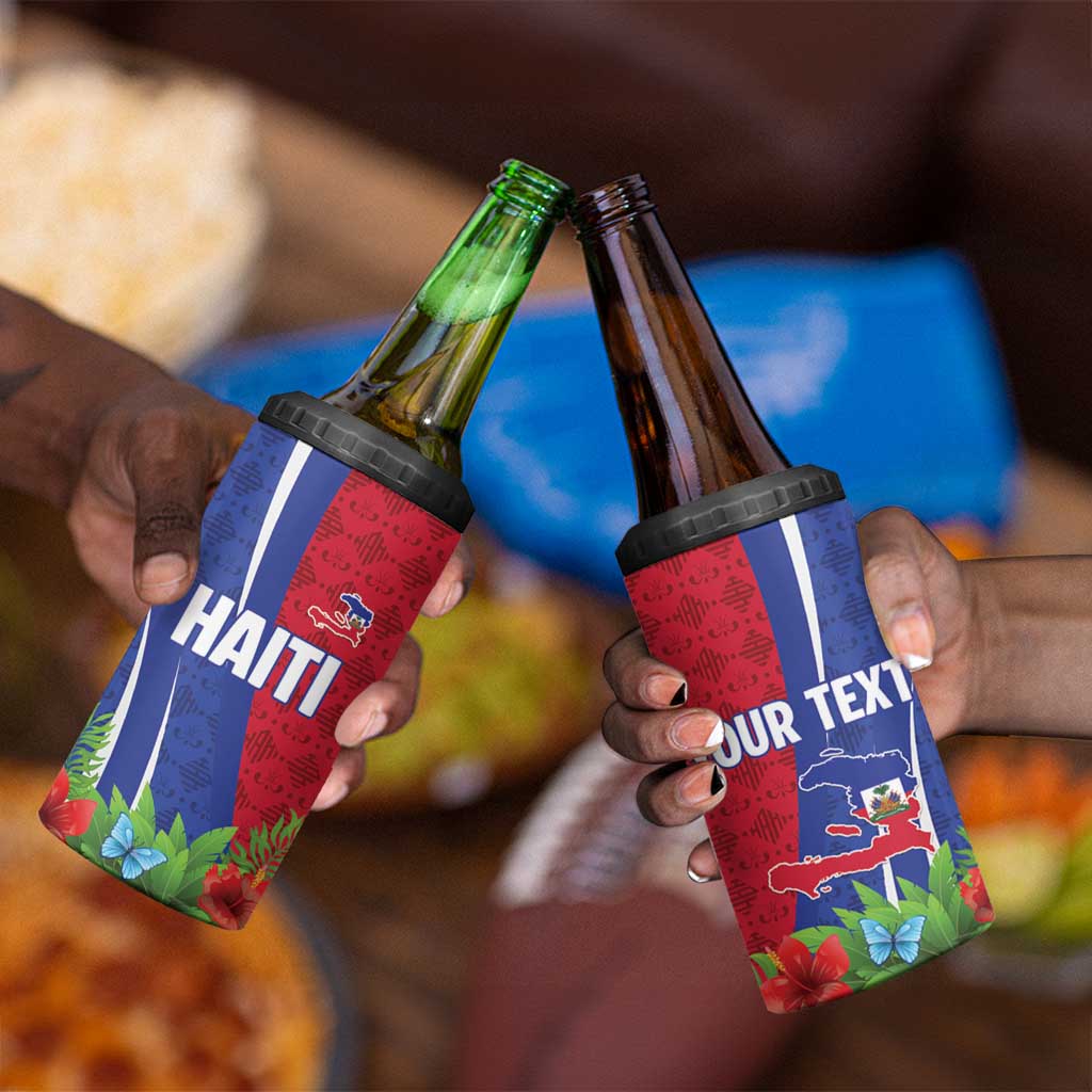 Personalized Afro-Haitians Tropical 4 in 1 Can Cooler Tumbler Fleur-De-Lis Veves Motif - African Pride