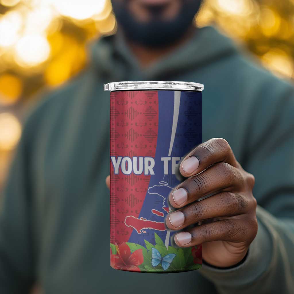 Personalized Afro-Haitians Tropical 4 in 1 Can Cooler Tumbler Fleur-De-Lis Veves Motif - African Pride