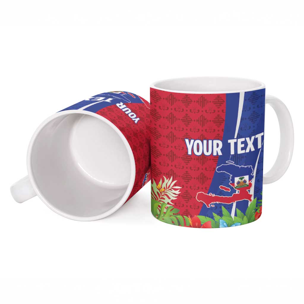 Personalized Afro-Haitians Tropical Ceramic Mug Fleur-De-Lis Veves Motif - African Pride