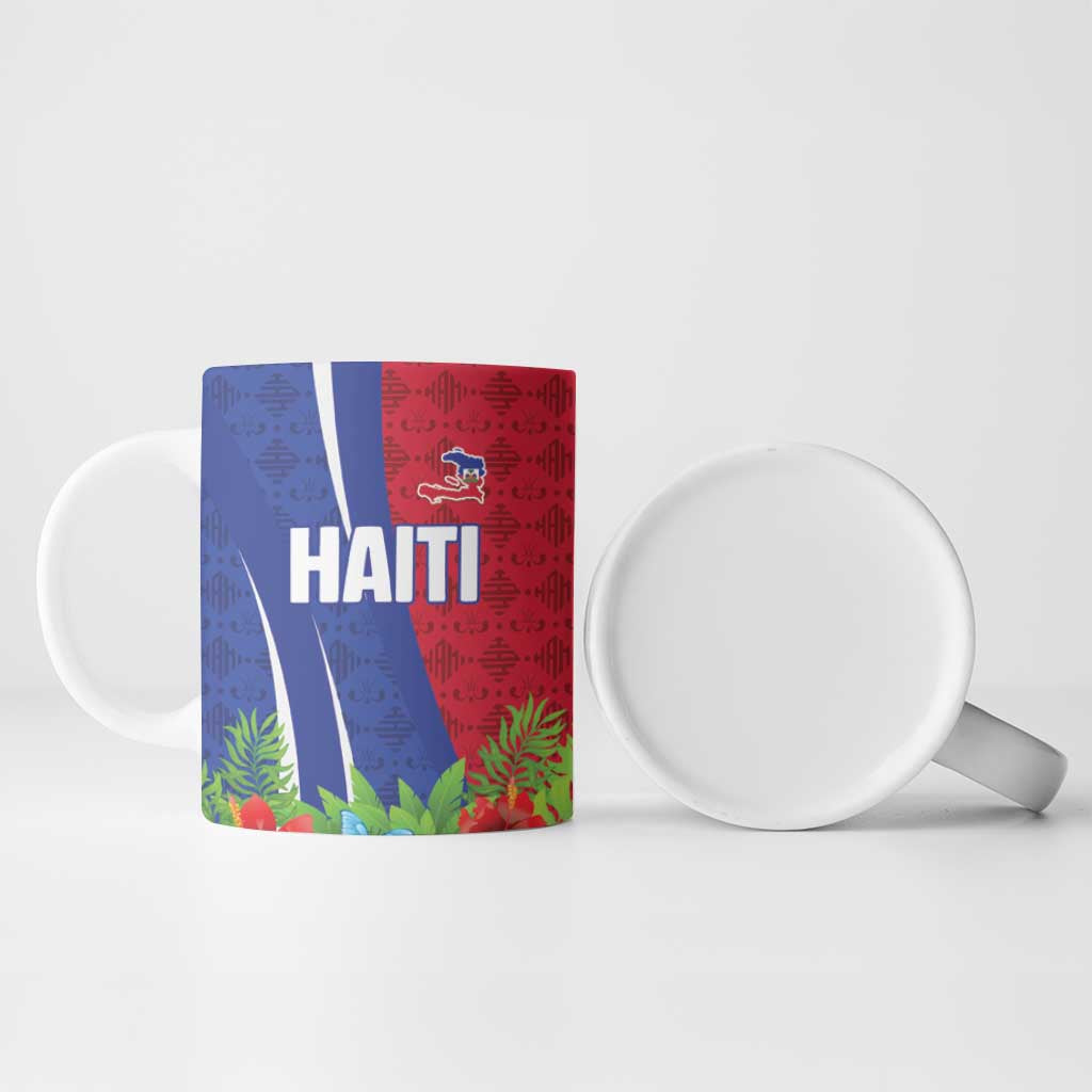 Personalized Afro-Haitians Tropical Ceramic Mug Fleur-De-Lis Veves Motif - African Pride