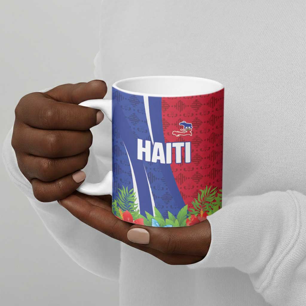 Personalized Afro-Haitians Tropical Ceramic Mug Fleur-De-Lis Veves Motif - African Pride
