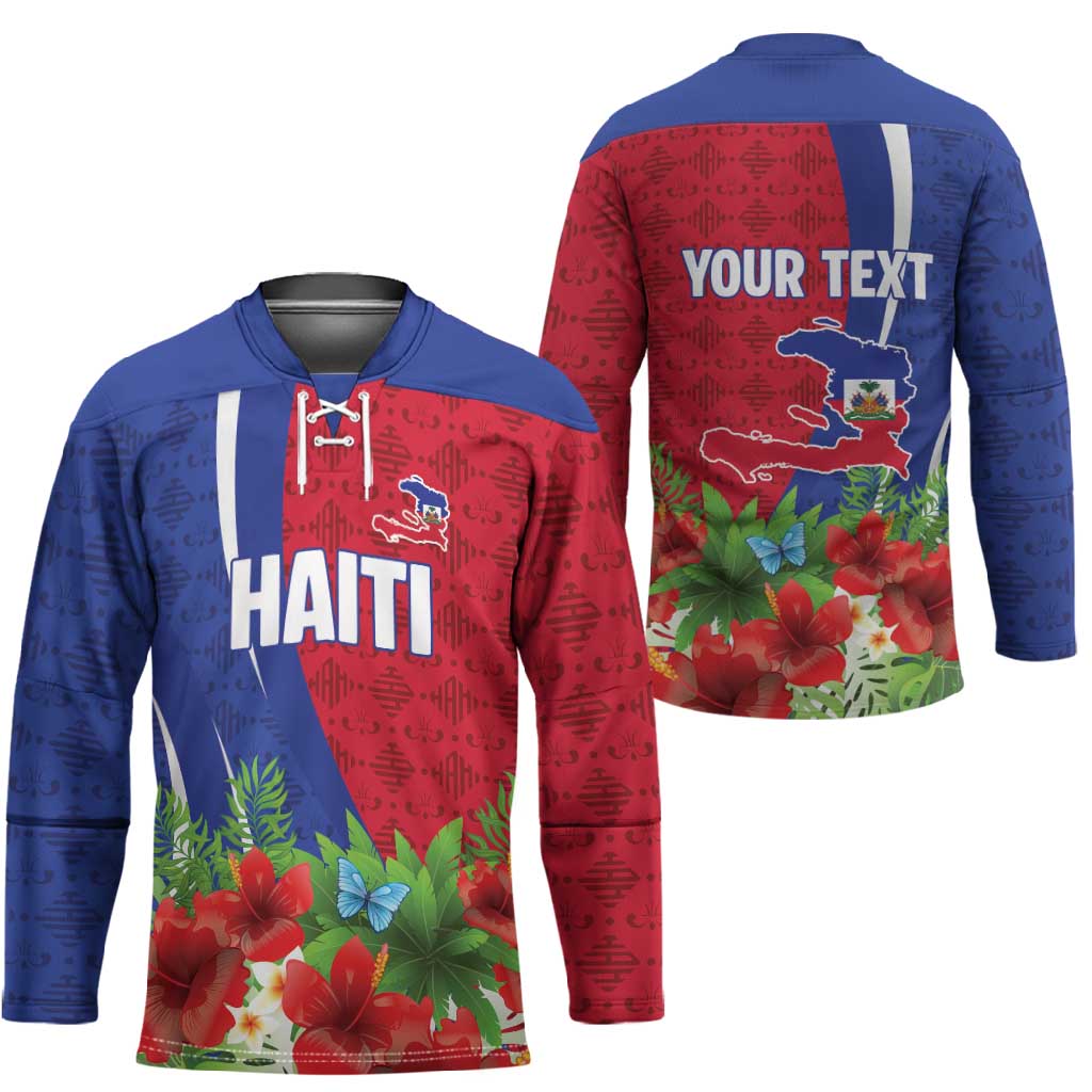 Personalized Afro-Haitians Tropical Hockey Jersey Fleur-De-Lis Veves Motif - African Pride