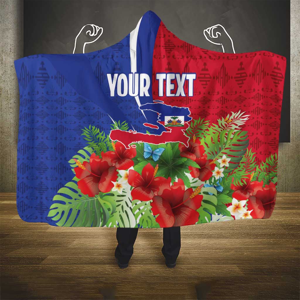 Personalized Afro-Haitians Tropical Hooded Blanket Fleur-De-Lis Veves Motif - African Pride