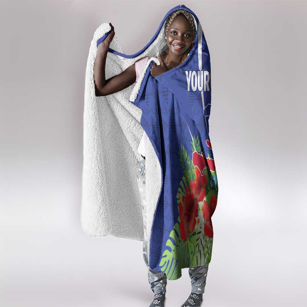 Personalized Afro-Haitians Tropical Hooded Blanket Fleur-De-Lis Veves Motif - African Pride
