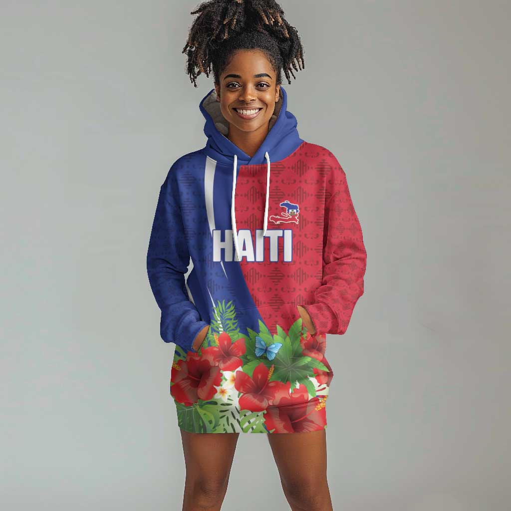 Personalized Afro-Haitians Tropical Hoodie Dress Fleur-De-Lis Veves Motif - African Pride