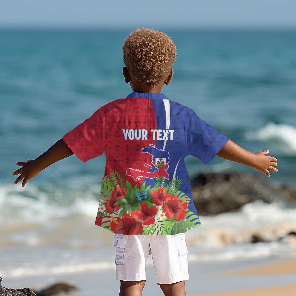 Personalized Afro-Haitians Tropical Kid Hawaiian Shirt Fleur-De-Lis Veves Motif LT18