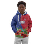 Personalized Afro-Haitians Tropical Kid Hoodie Fleur-De-Lis Veves Motif - African Pride