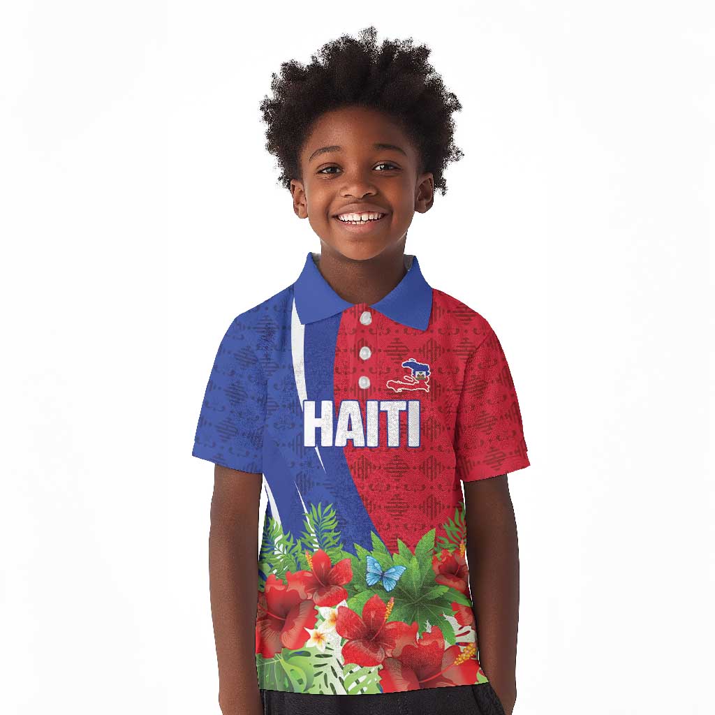 Personalized Afro-Haitians Tropical Kid Polo Shirt Fleur-De-Lis Veves Motif LT18