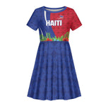 Personalized Afro-Haitians Tropical Kid Short Sleeve Dress Fleur-De-Lis Veves Motif LT18