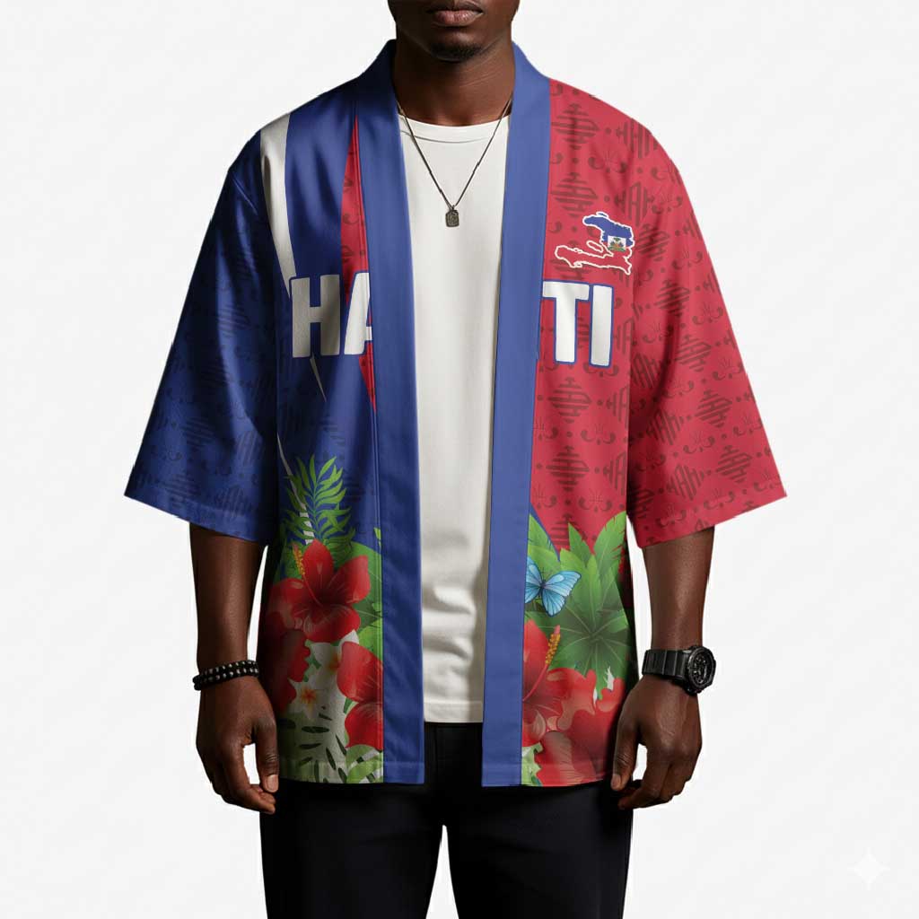 Personalized Afro-Haitians Tropical Kimono Fleur-De-Lis Veves Motif - African Pride