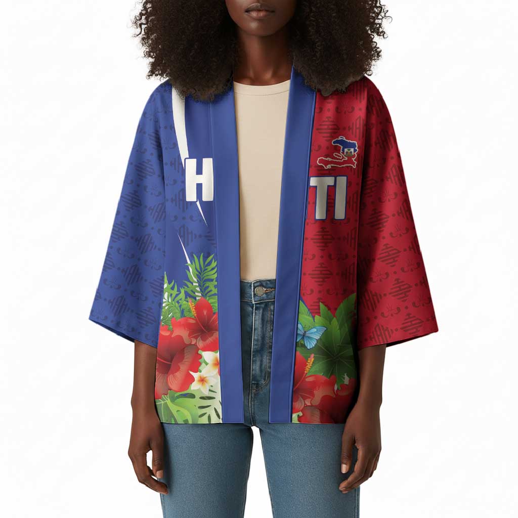 Personalized Afro-Haitians Tropical Kimono Fleur-De-Lis Veves Motif - African Pride