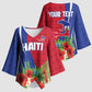 Personalized Afro-Haitians Tropical Kimono Sleeve Blouse Fleur-De-Lis Veves Motif - African Pride